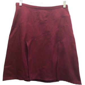 Venessa Mini Skirt with 11.5" Double Split Front/Back of Skirt W Size M Burgundy